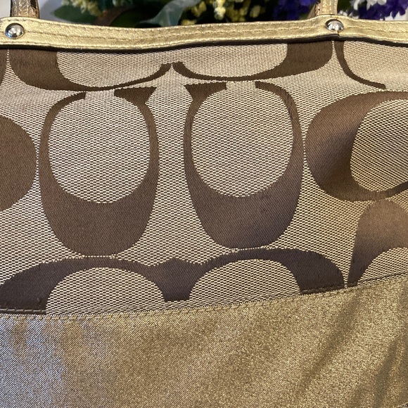 Coach Tan, Brown & Gold Sparkle Shoulder Bag - Picture 5 of 12